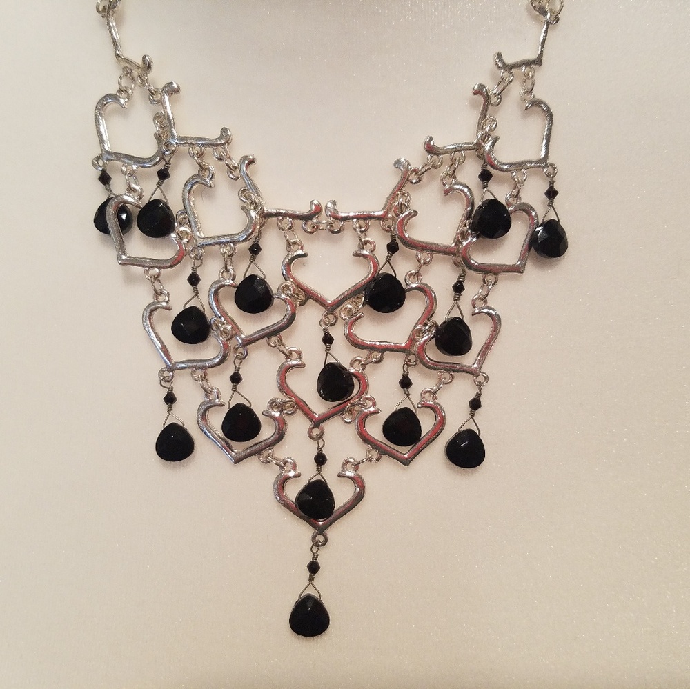 Black and Silver Chandelier Necklace - Picture 2 of 3